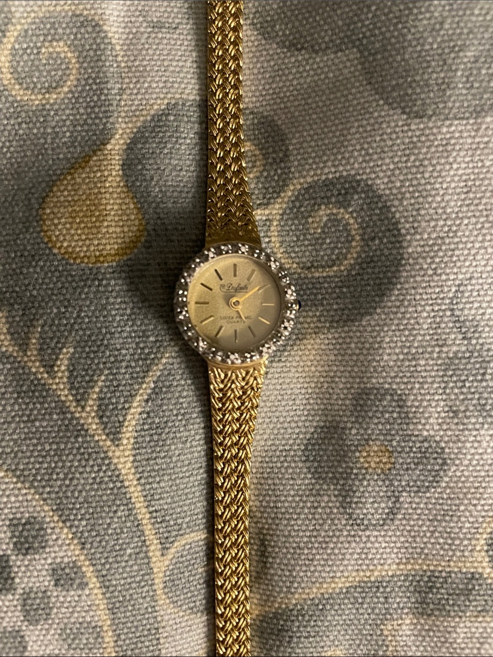 Dufonte byLucien Piccard Gold Tone Ladies Mesh Bracelet Watch with Crystal